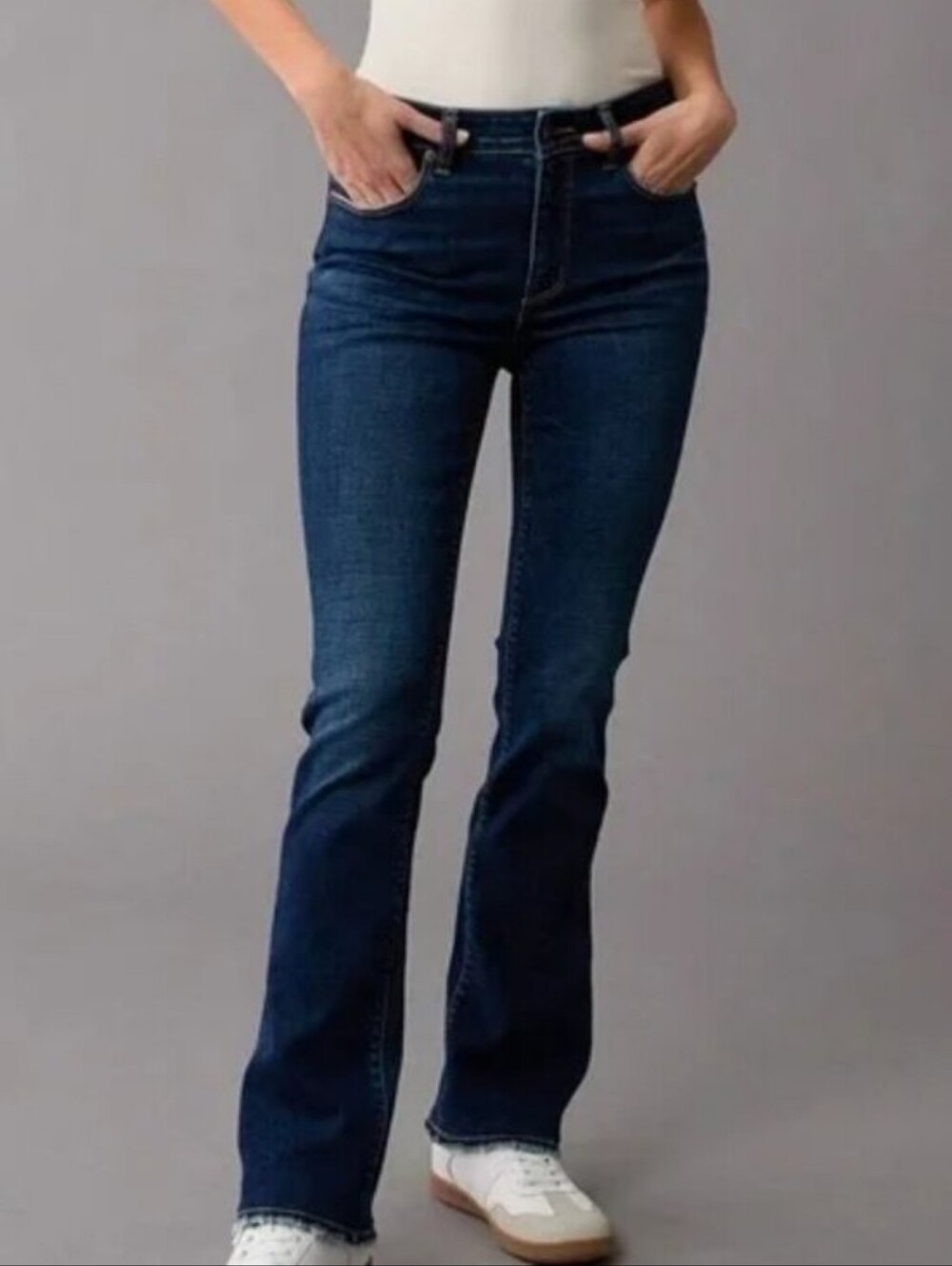 American Eagle Plus Kick Boot Super Stretch 14 Regular Jeans Flare Dark Wash